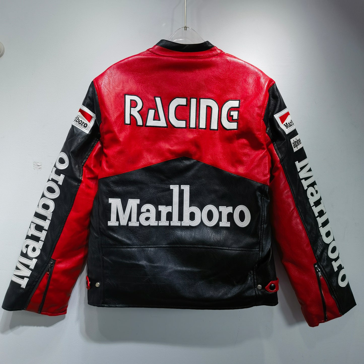 Black Marlboro Leather Racing Jacket