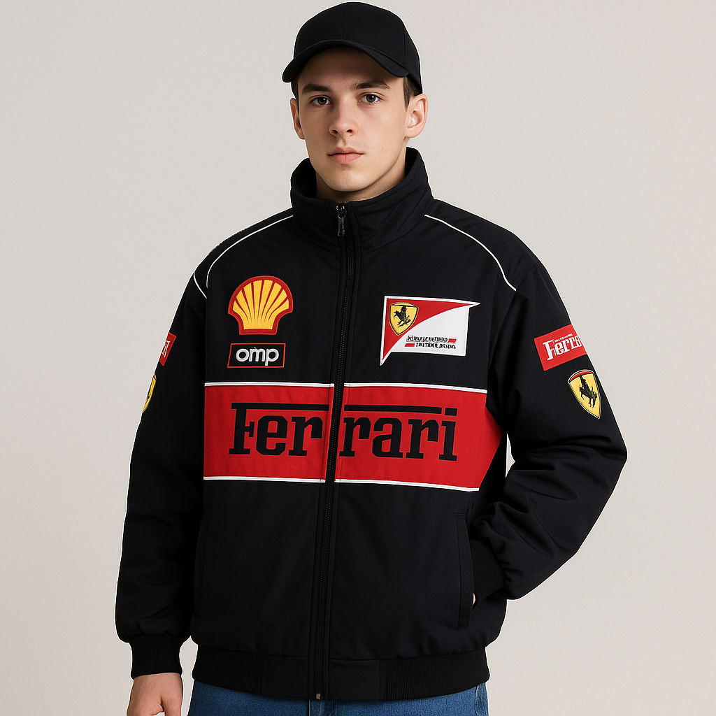 Black 00s Ferrari Vintage F1 Jacket