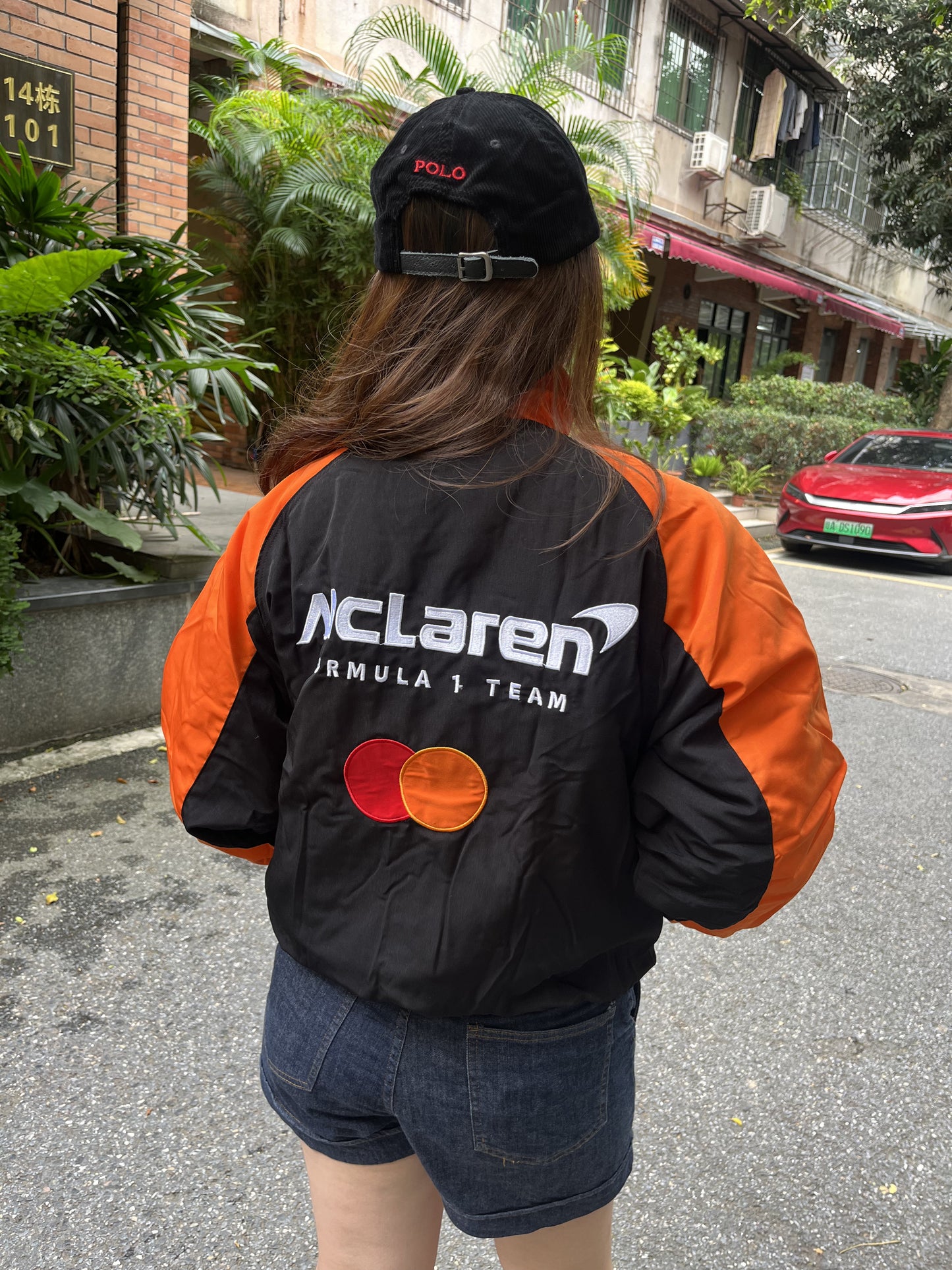 McLaren F1 Team racing bomber jacket-Black Orange