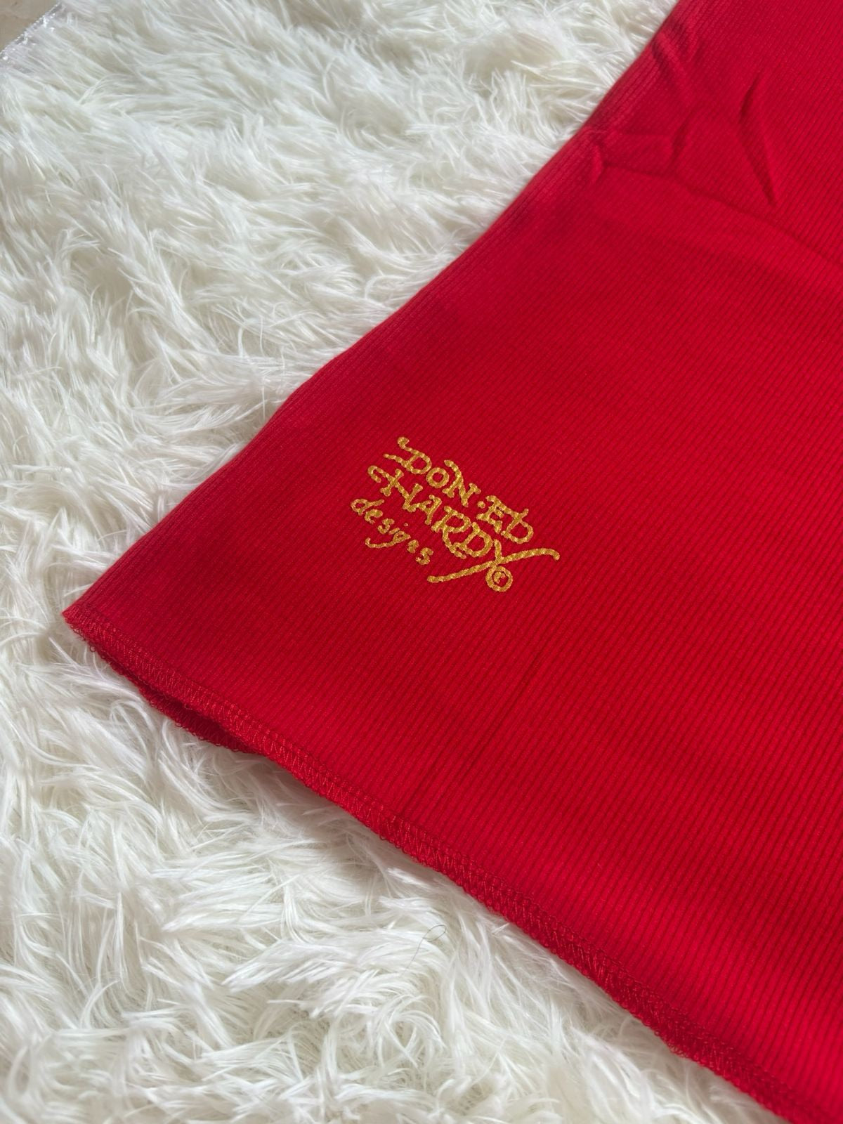 Vintage Ed Hardy by Christian Audigier ribbed red tank top