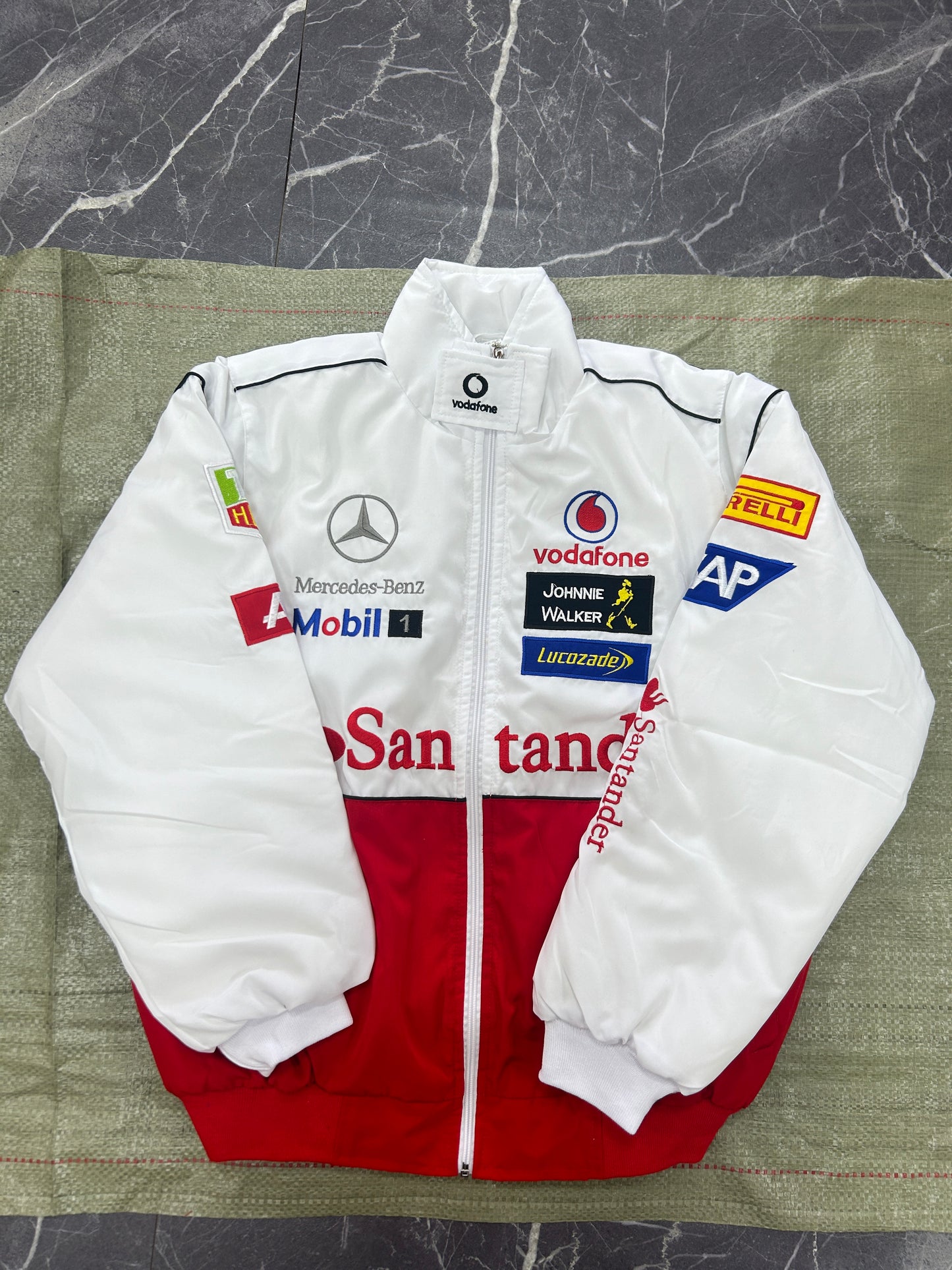 White Mercedes-McLaren F1 racing jacket