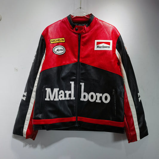 Black Marlboro Leather Racing Jacket