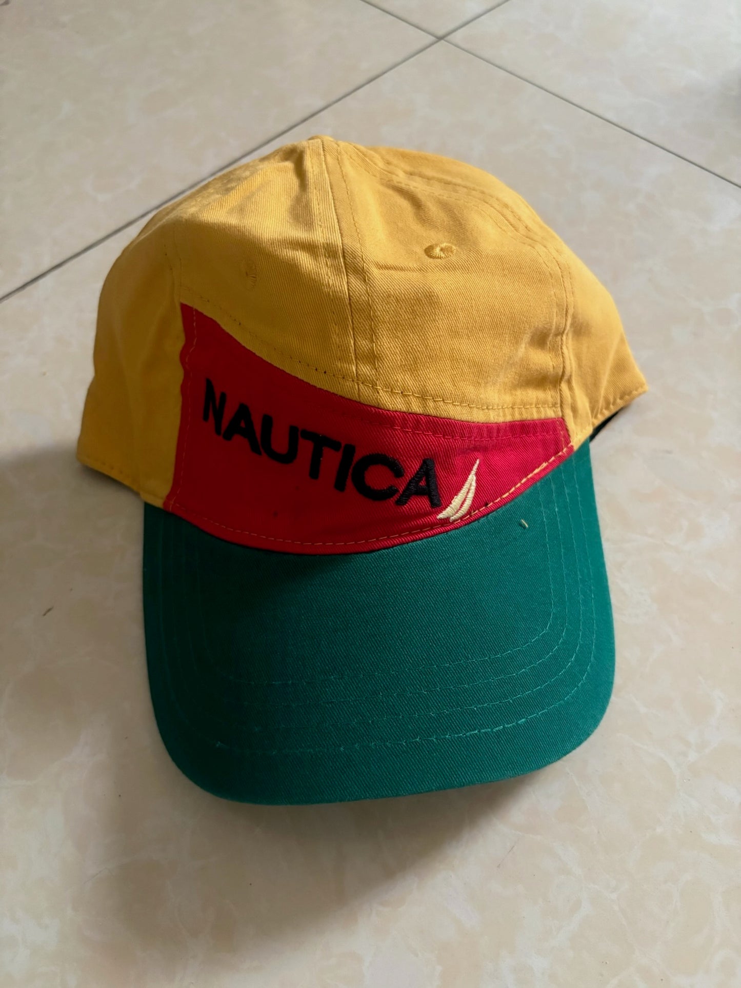 Nautica Colorblock Logo Cap-Yellow Green