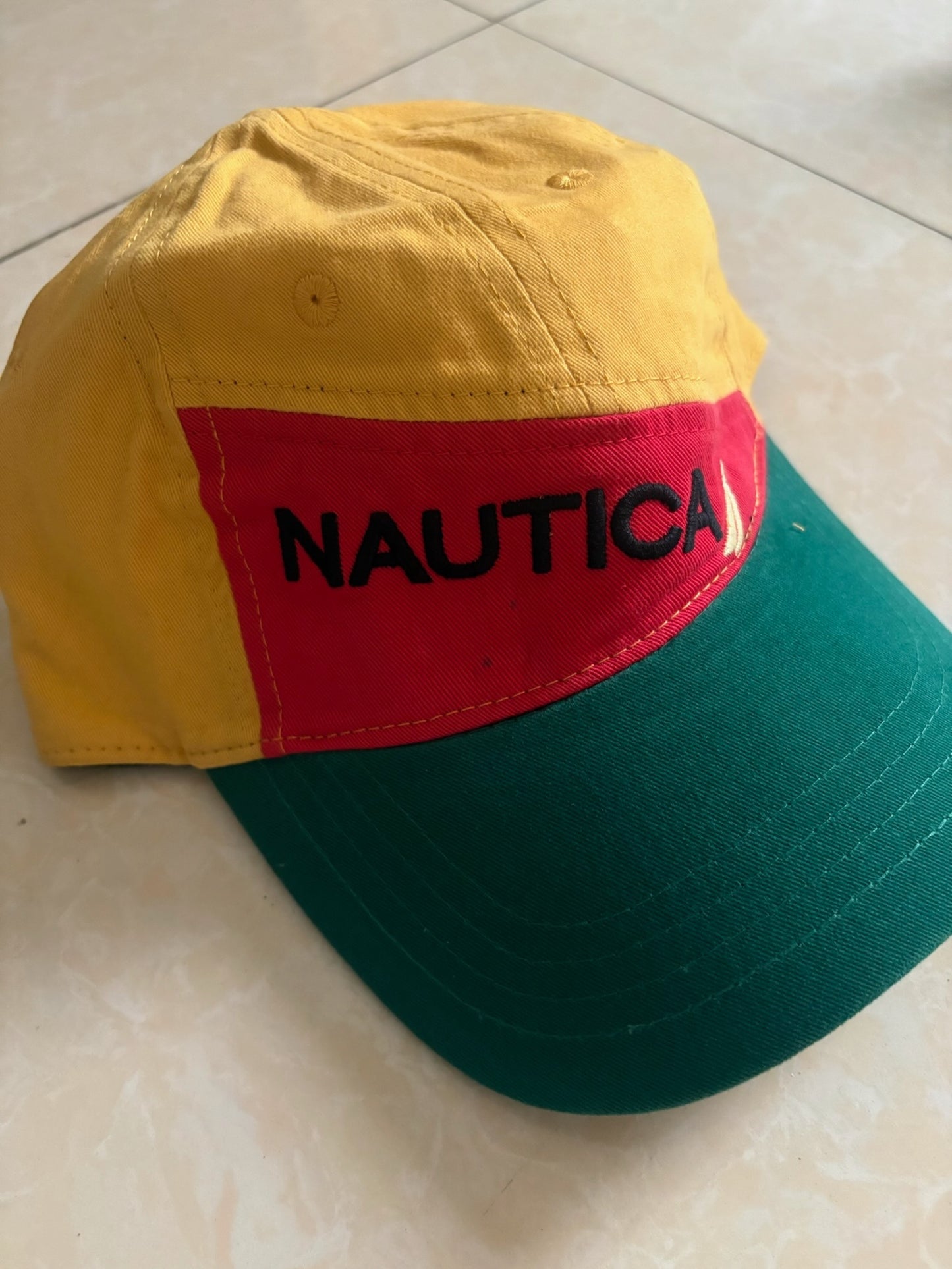 Nautica Colorblock Logo Cap-Yellow Green