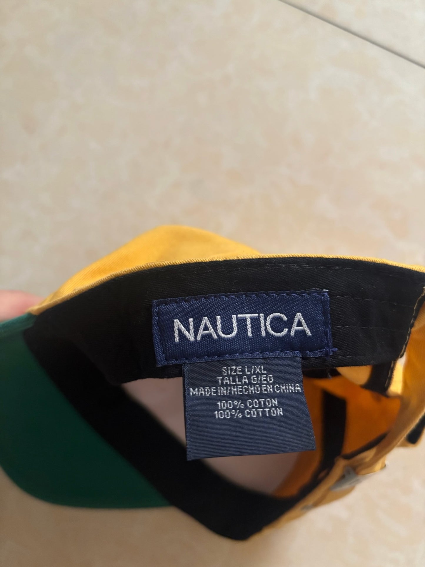 Nautica Colorblock Logo Cap-Yellow Green