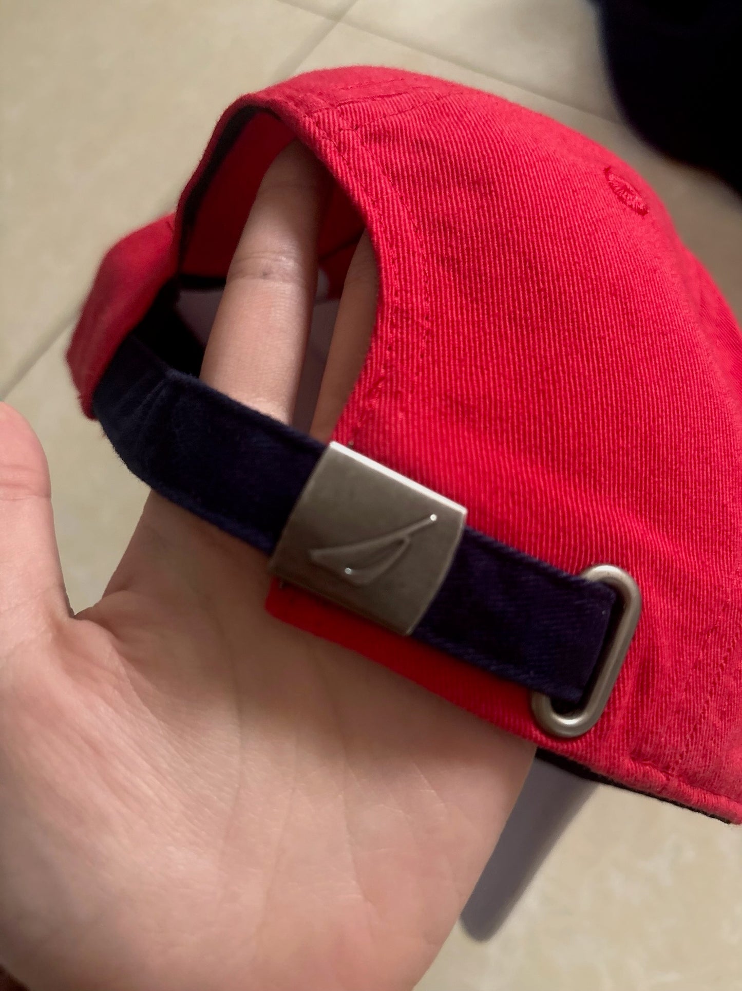Nautica Colorblock Logo Cap-Red White