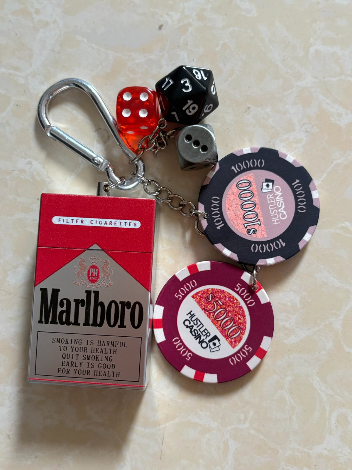 Y2K Casino Dice Cigarette Pack Keychain