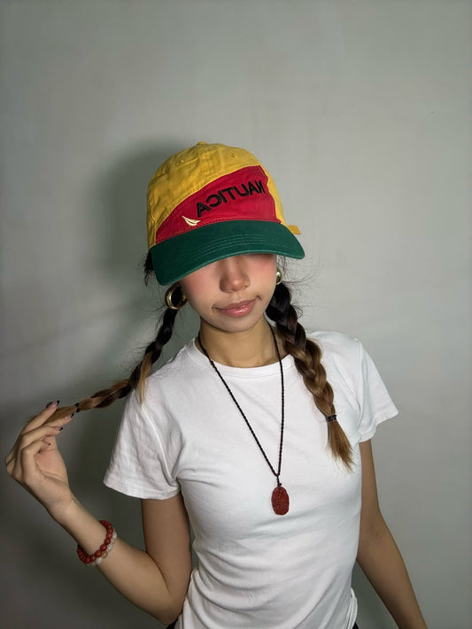 Nautica Colorblock Logo Cap-Yellow Green