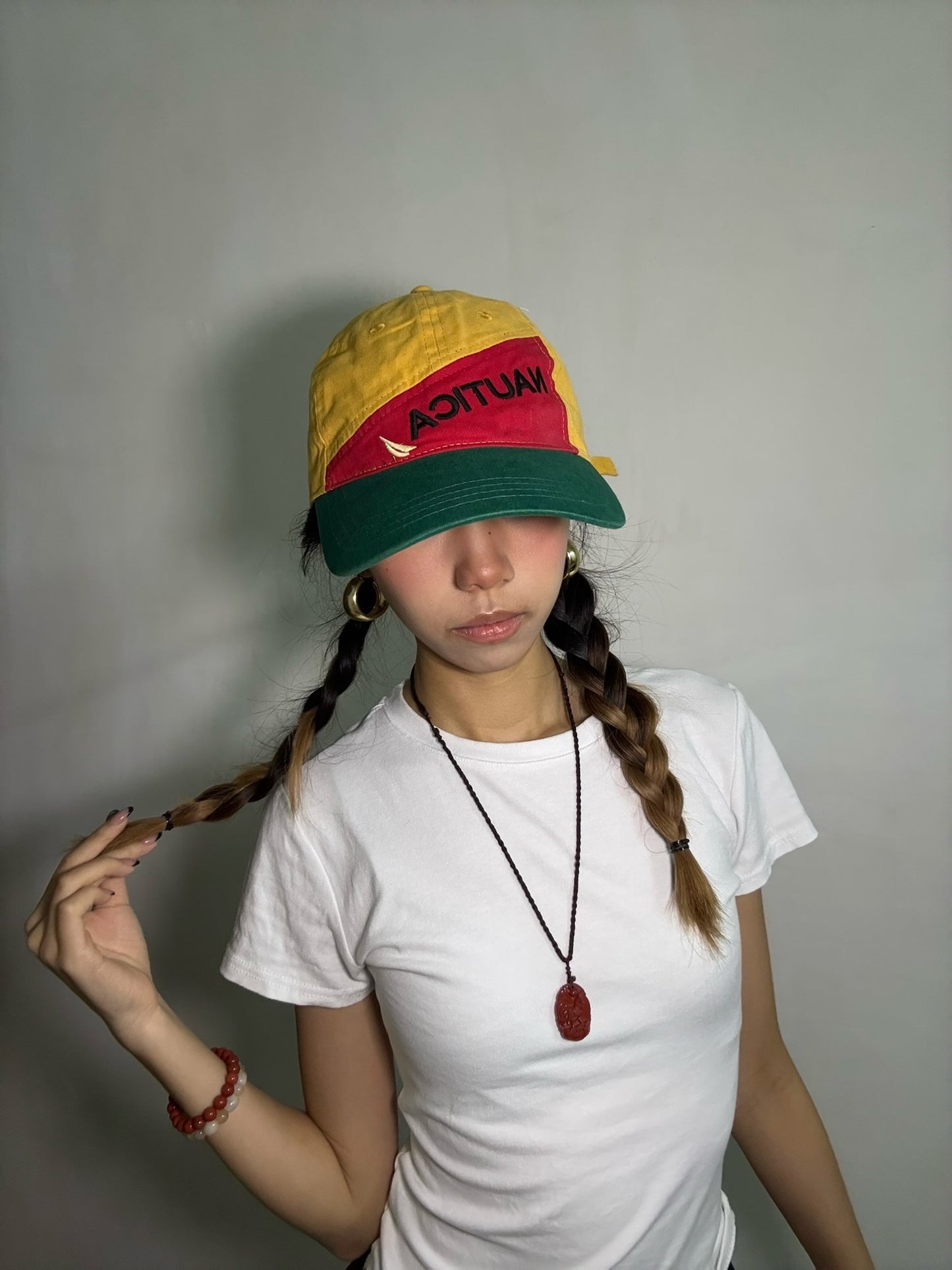 Nautica Colorblock Logo Cap-Yellow Green