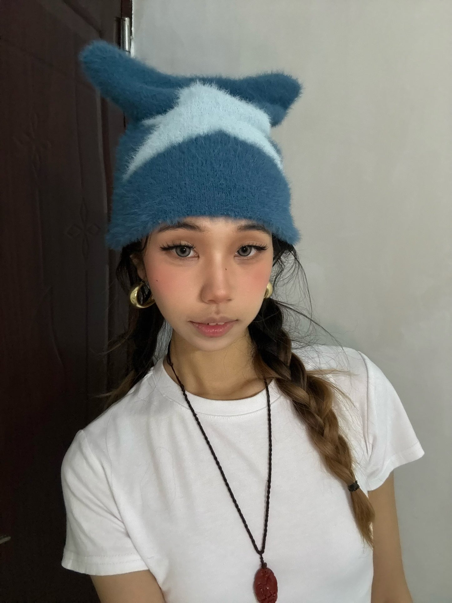 Cat Ear Star Beanie-Blue