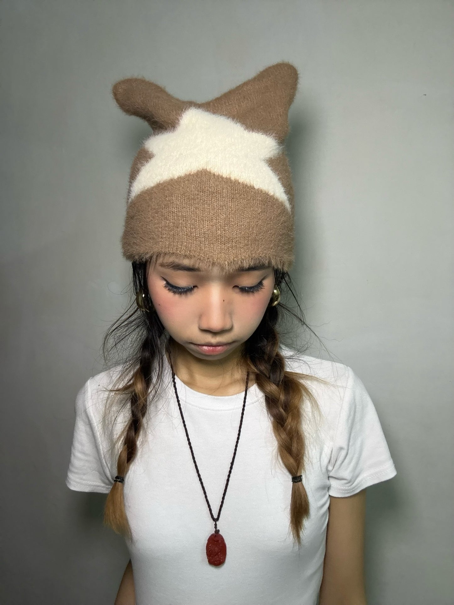 Cat Ear Star Beanie-Brown