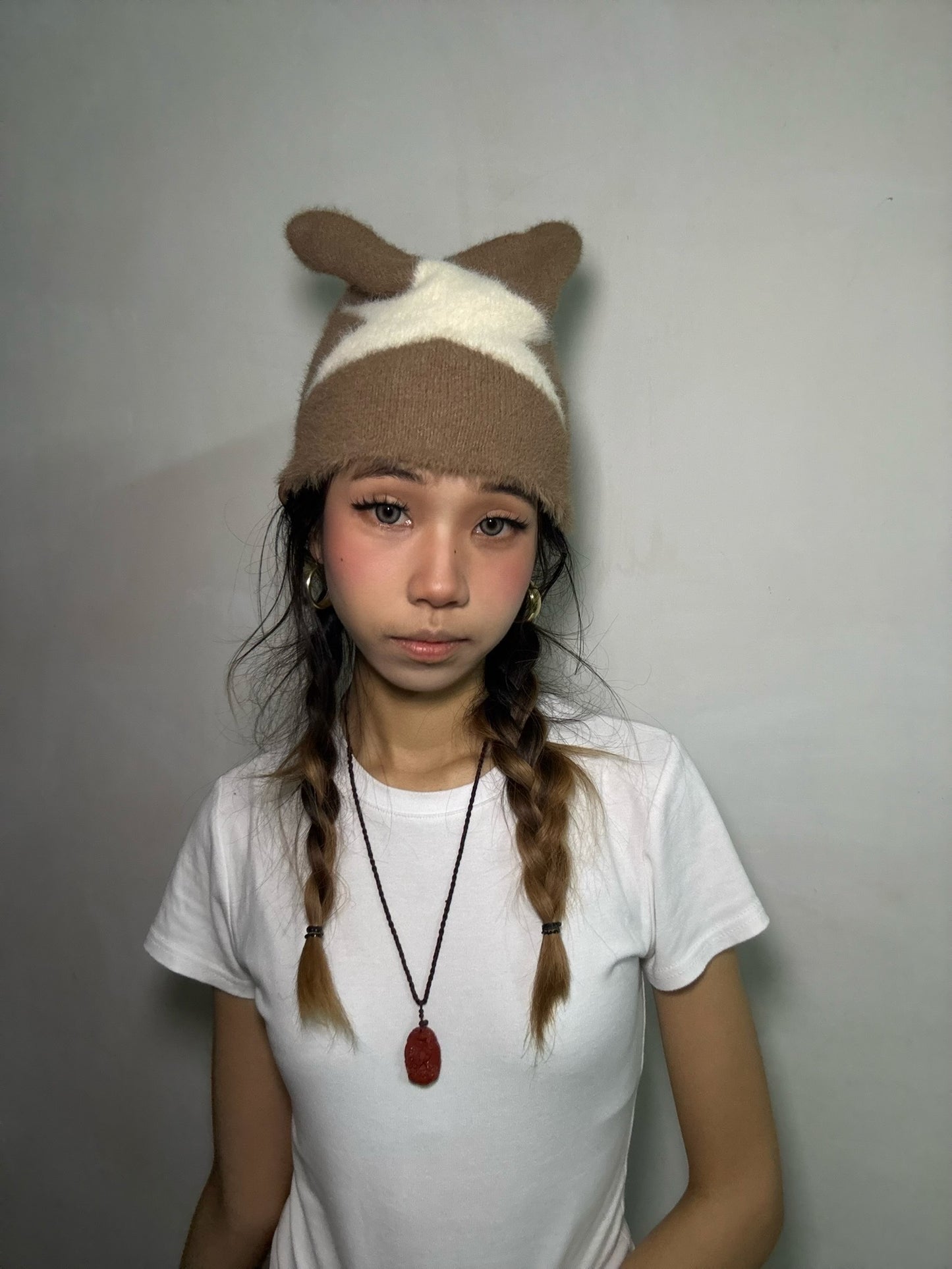 Cat Ear Star Beanie-Brown
