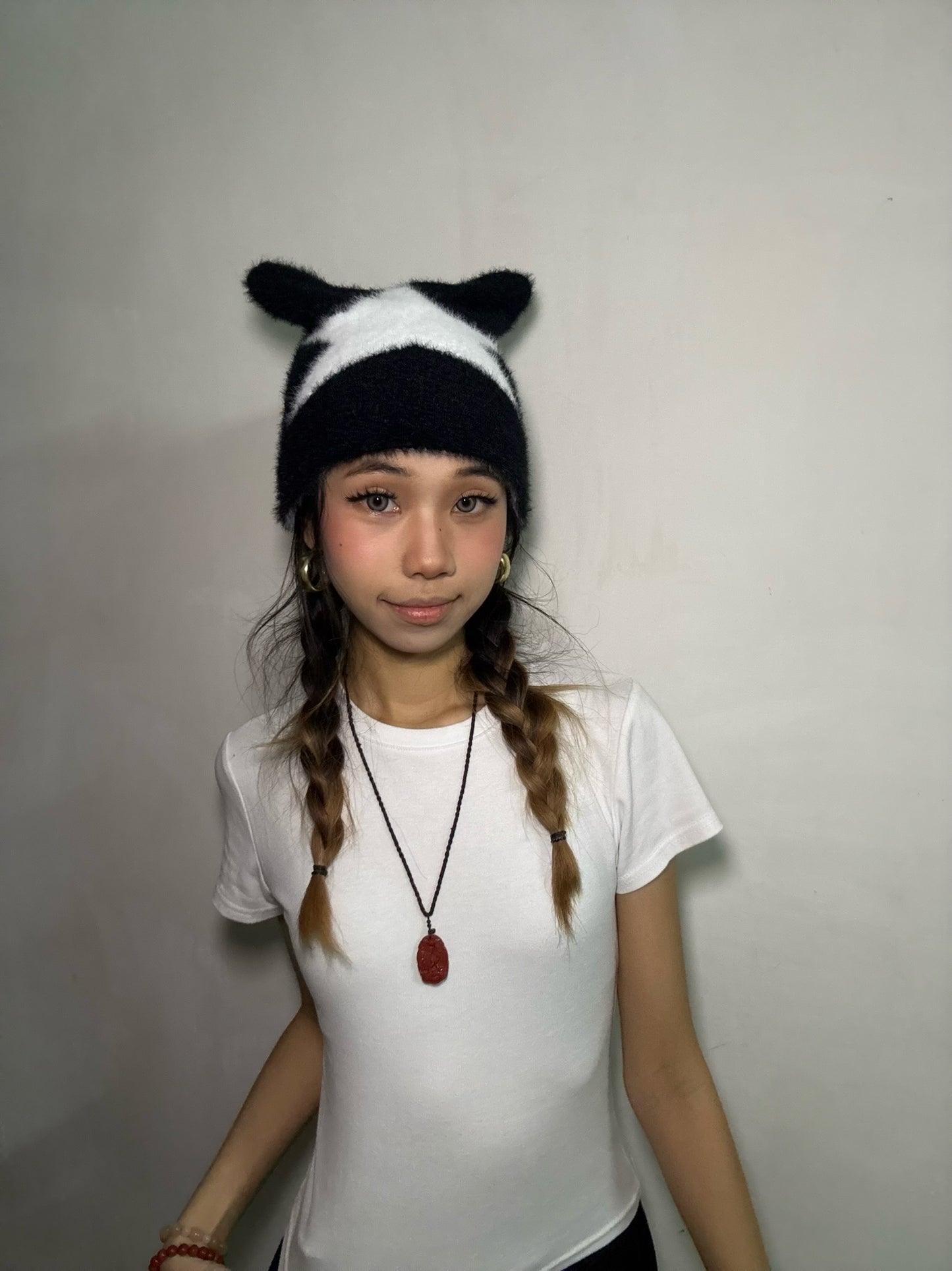 Cat Ear Star Beanie-Black