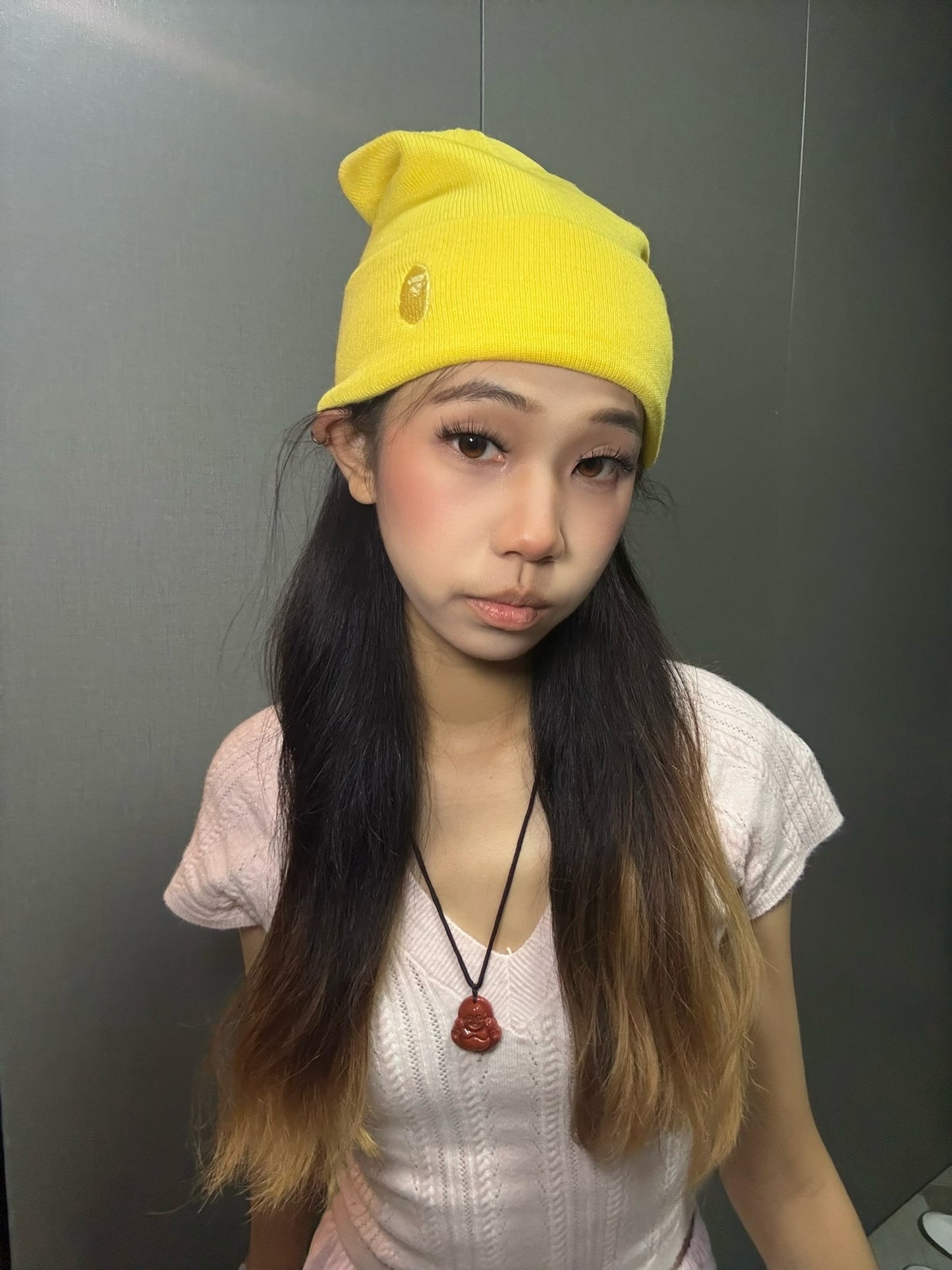 BAPE Ape Head One Point Knit Cap - Yellow