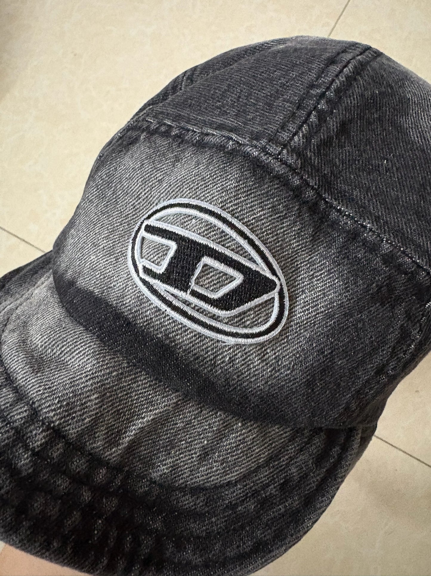 Diesel black denim trapper hat