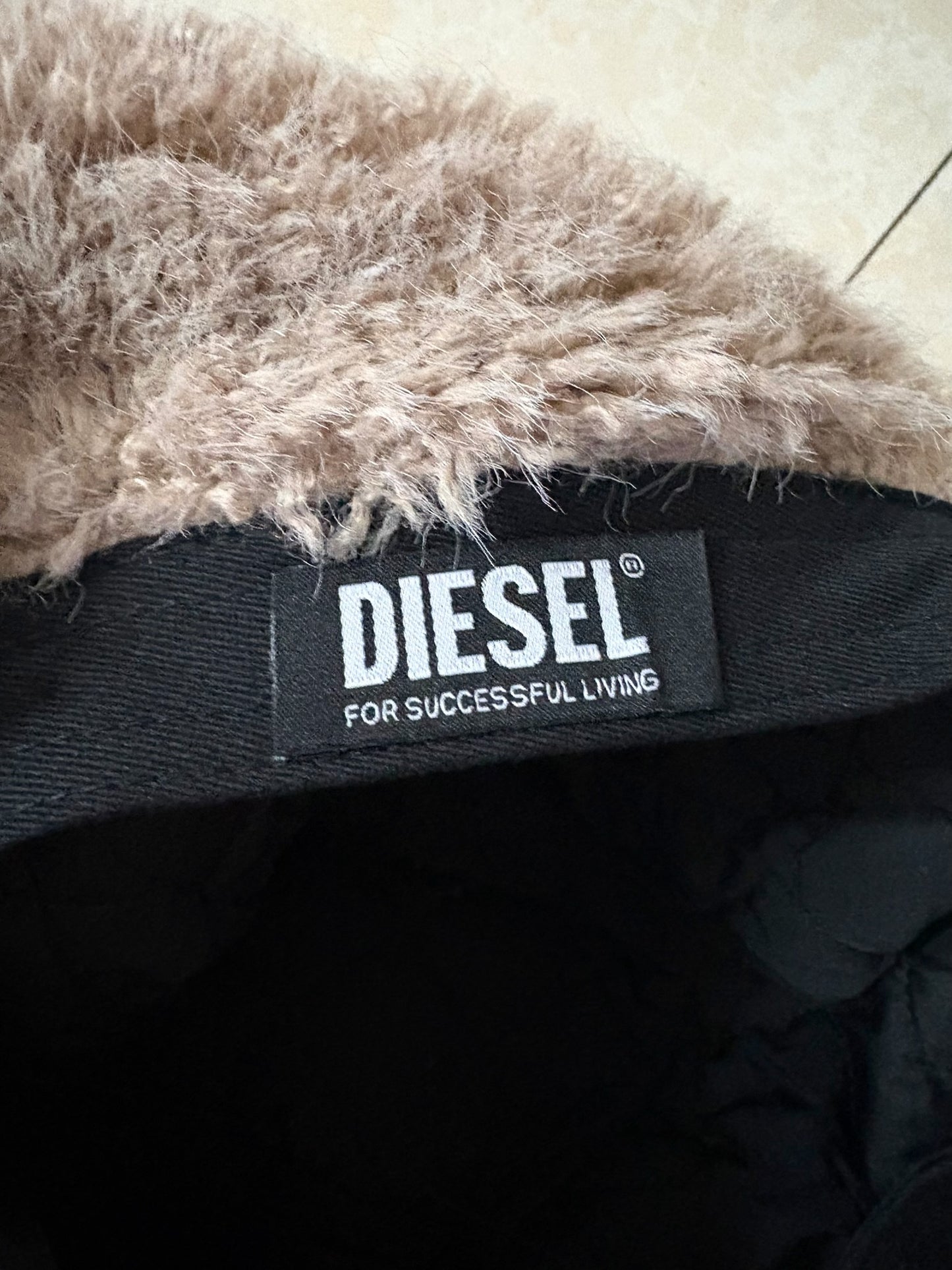 Diesel black denim trapper hat