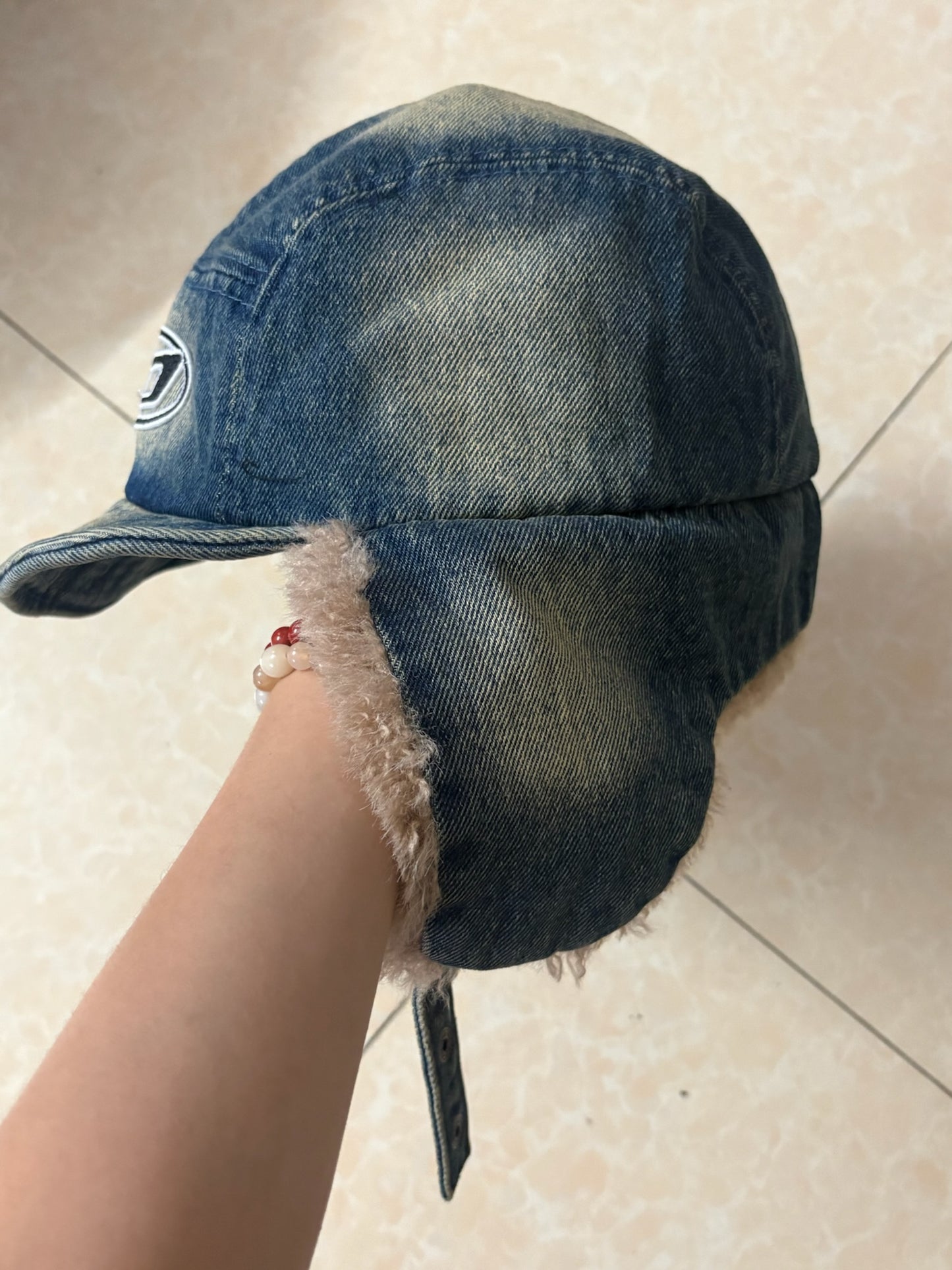 Diesel bule denim trapper hat