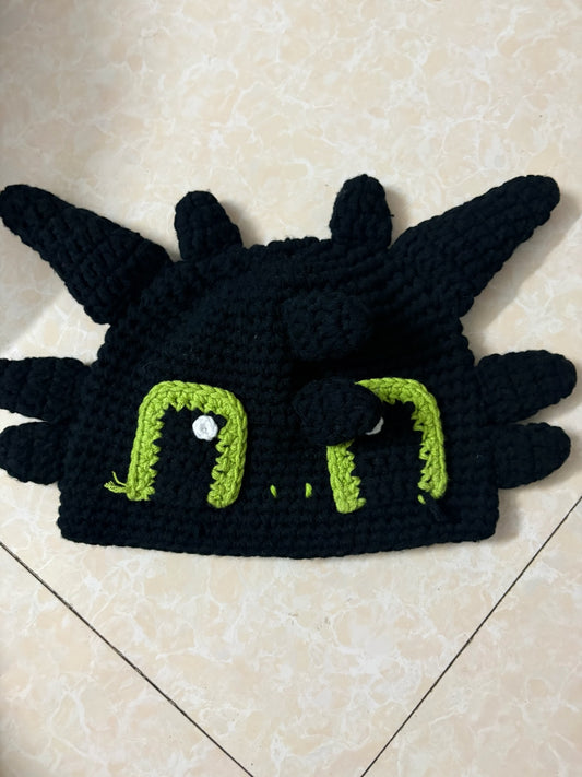 Dragon crochet beanie-Black