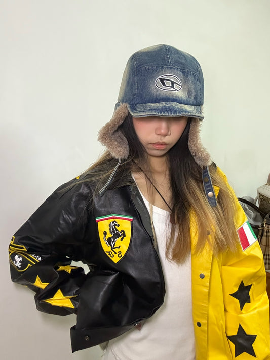 Diesel bule denim trapper hat