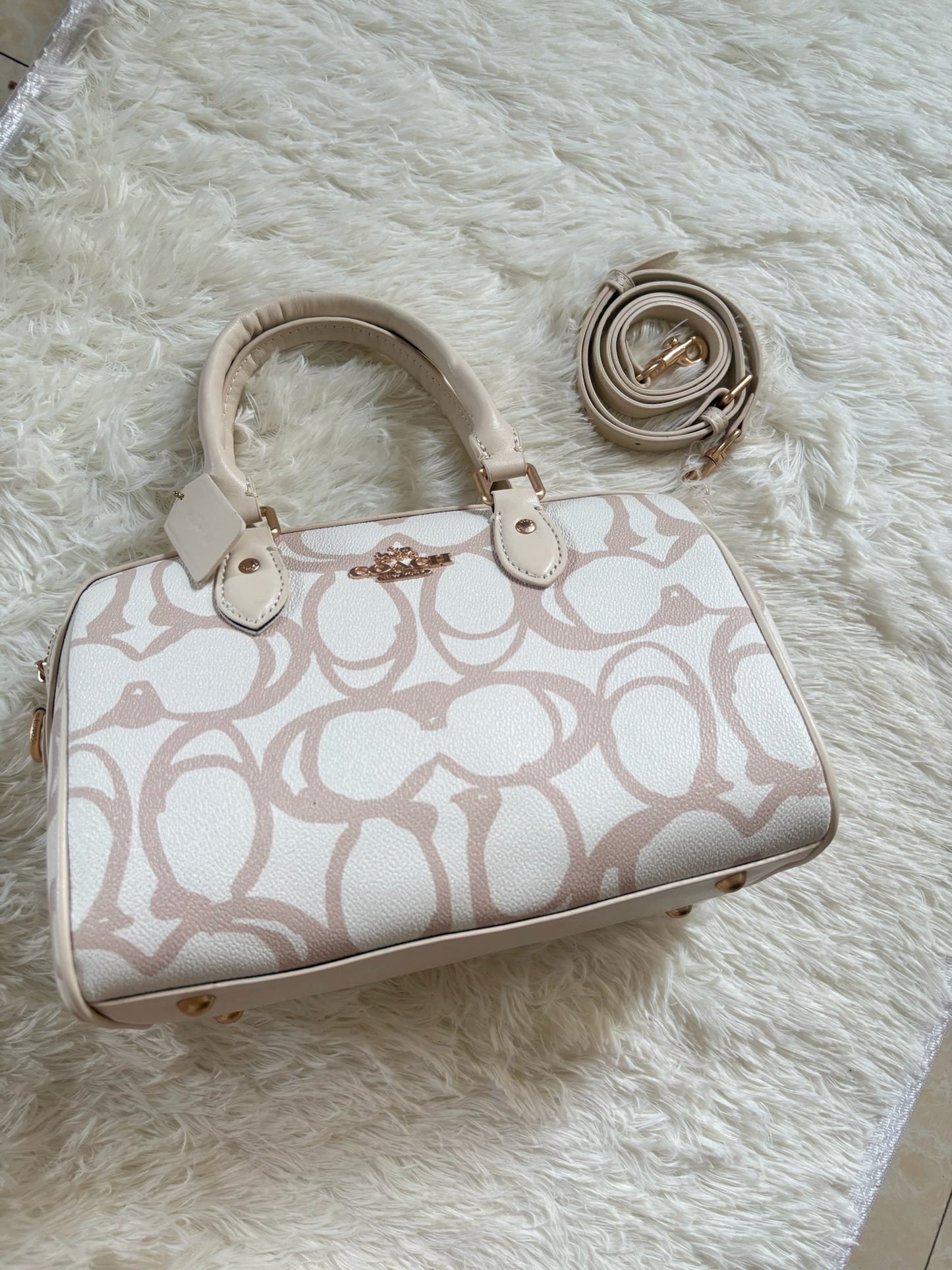 Coach Rowan Satchel Bag– ChalkPink Signature
