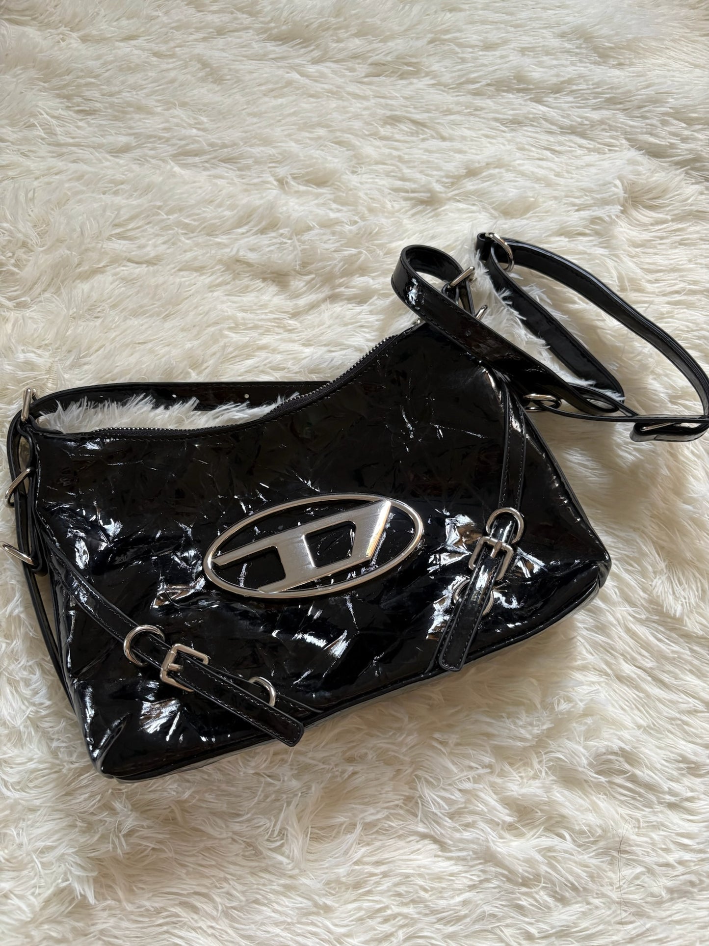 Diesel 1DR Shoulder Bag – Black Patent