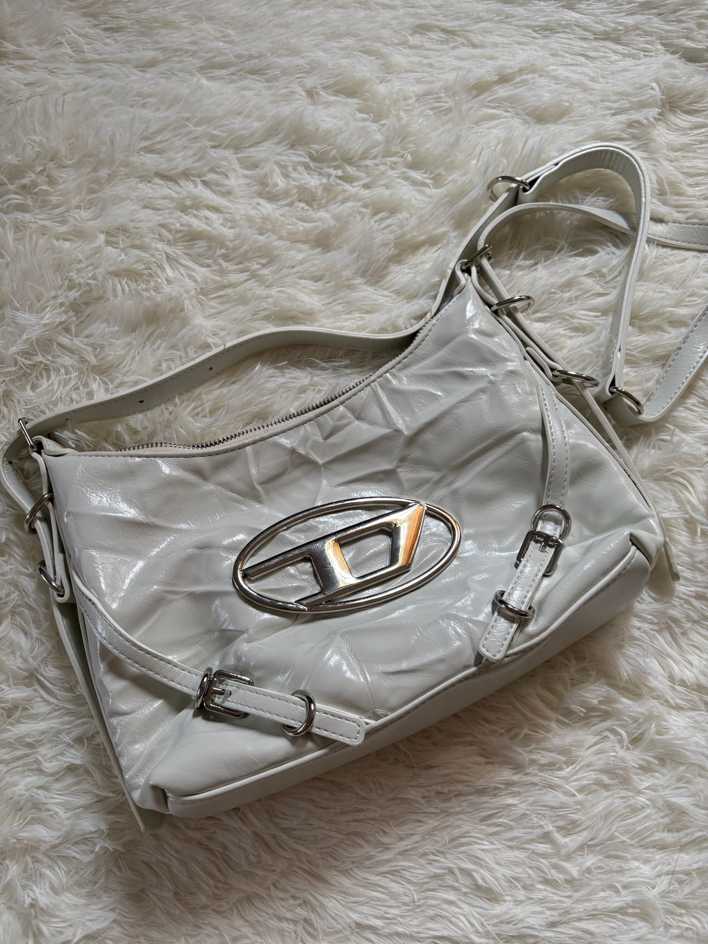 Diesel 1DR Shoulder Bag – White Patent