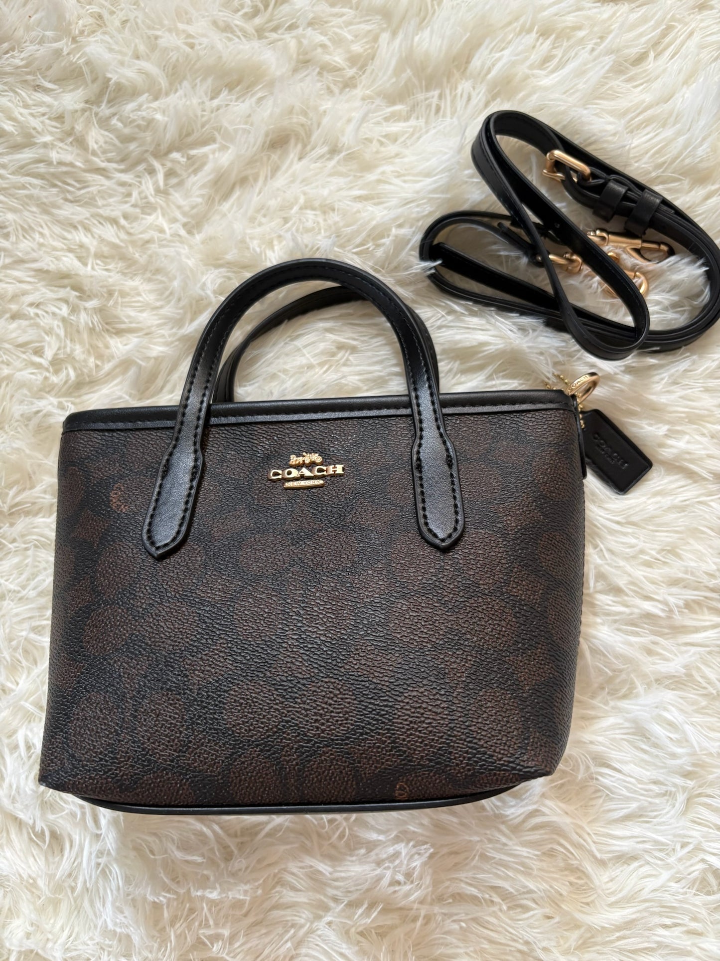 Coach City Mini Tote Bag in Signature Canvas – Brown