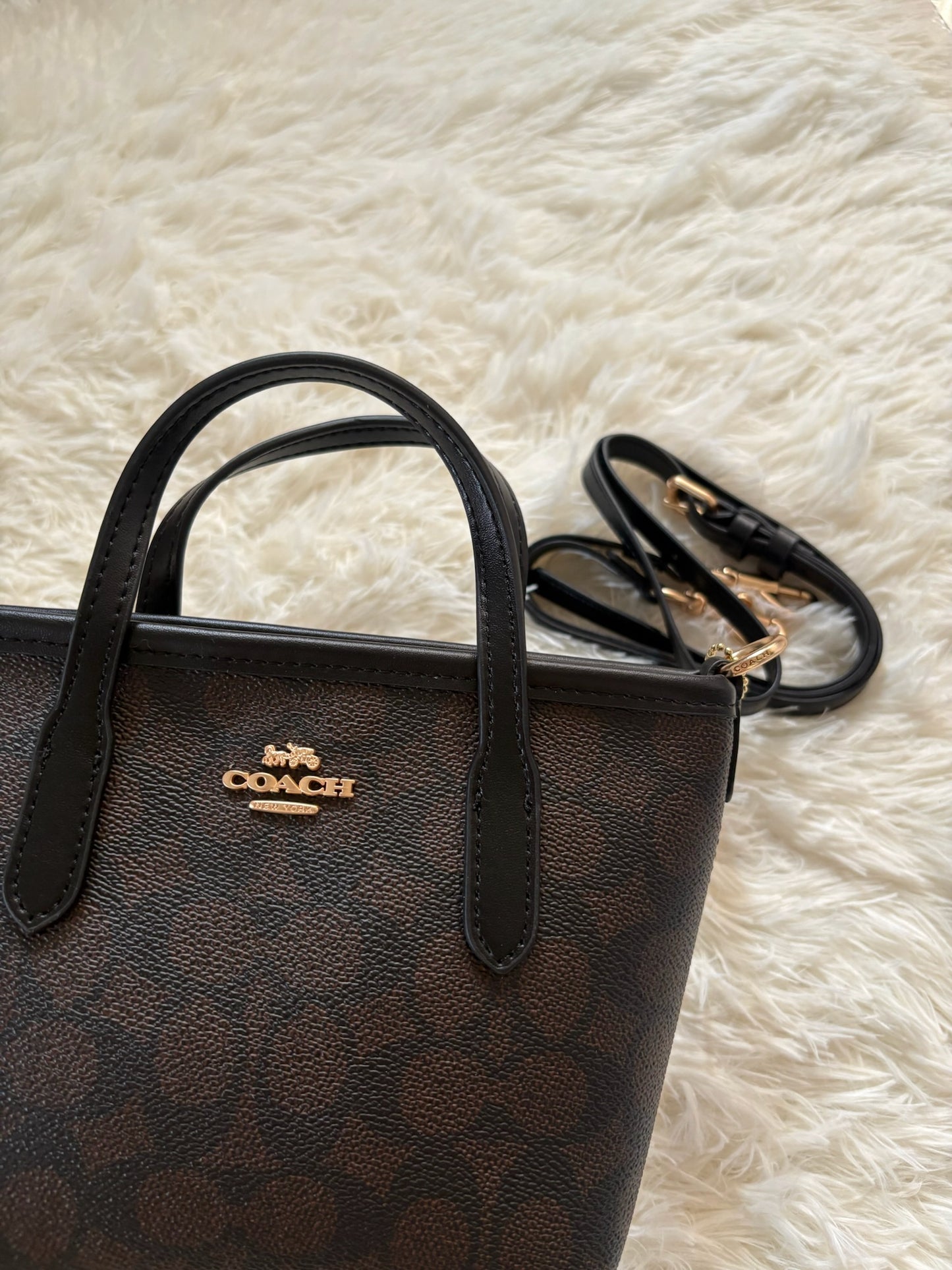 Coach City Mini Tote Bag in Signature Canvas – Brown