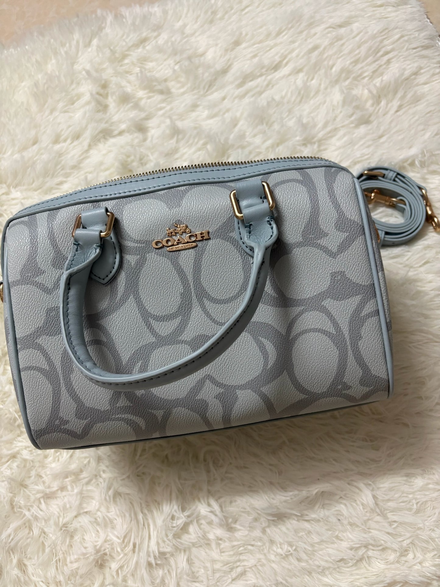 Coach Rowan Satchel Bag – Light Blue Signature