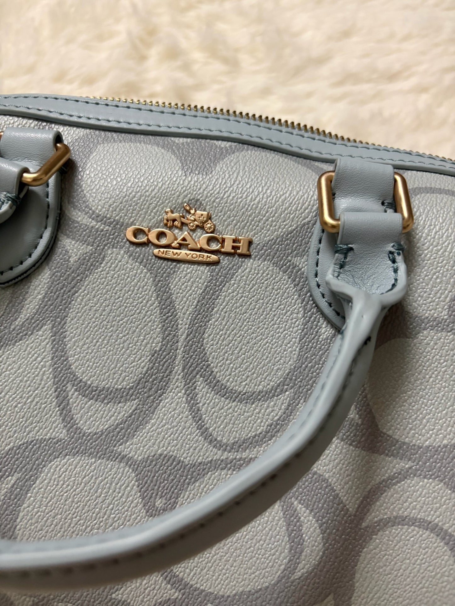 Coach Rowan Satchel Bag – Light Blue Signature