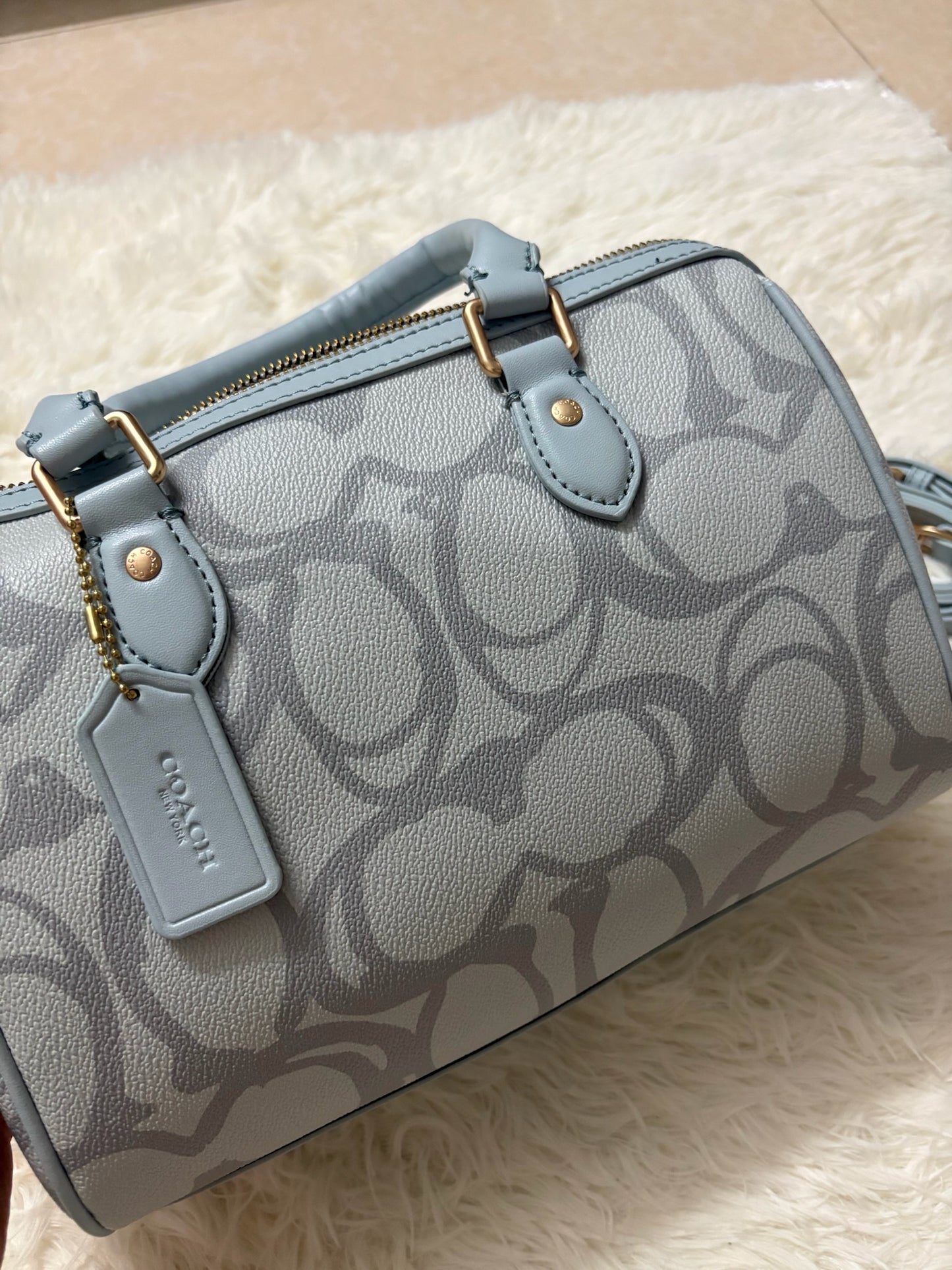 Coach Rowan Satchel Bag – Light Blue Signature