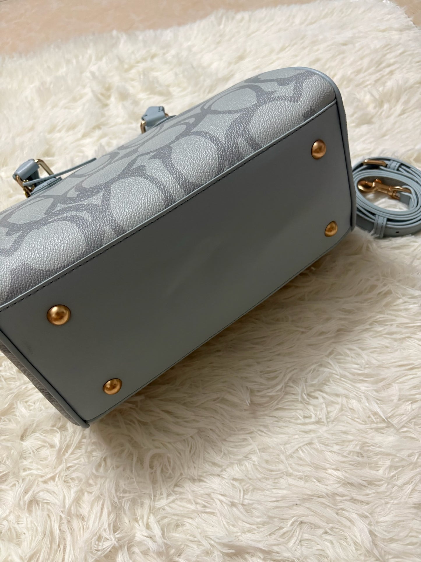 Coach Rowan Satchel Bag – Light Blue Signature