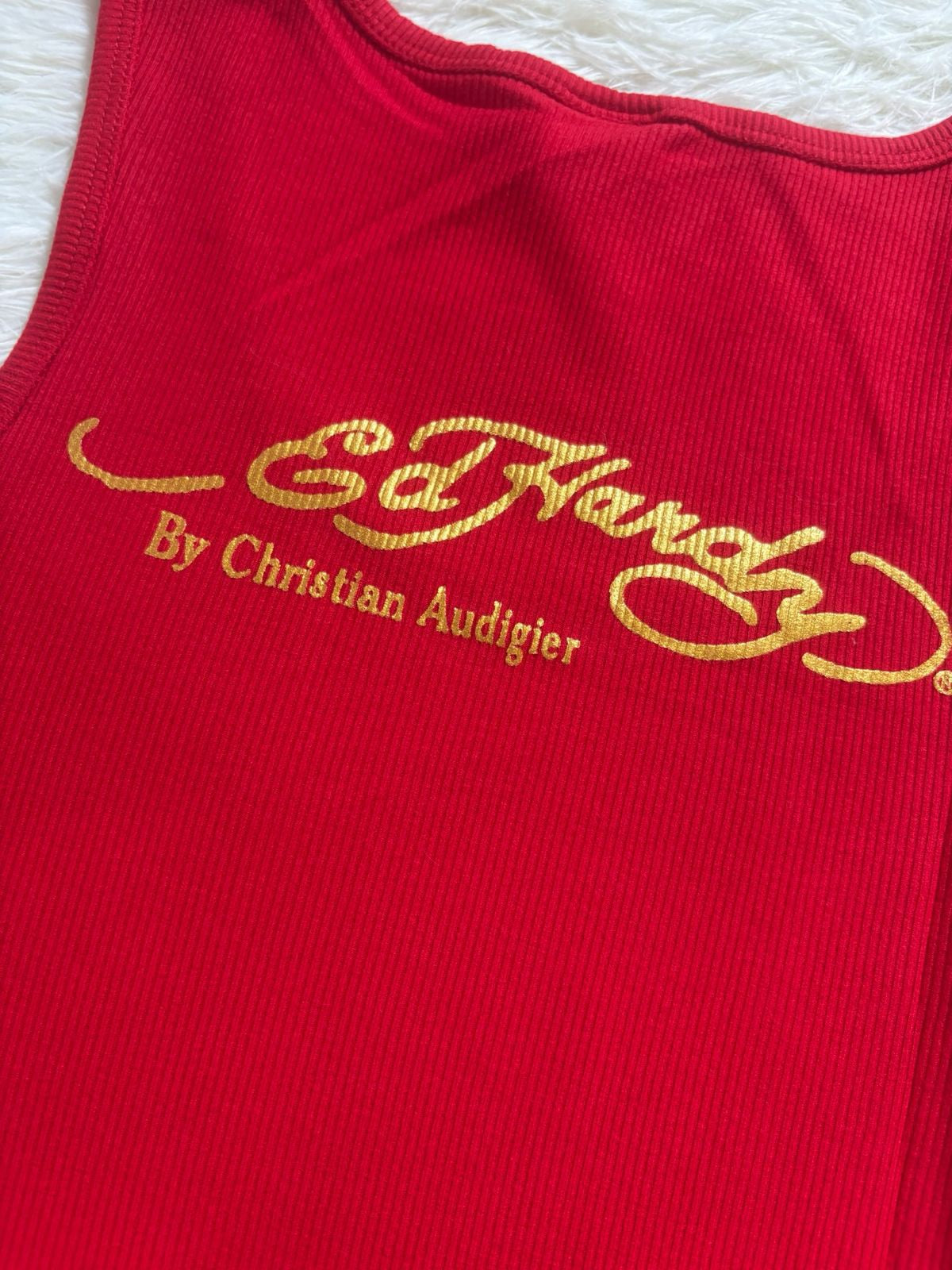 Vintage Ed Hardy by Christian Audigier ribbed red tank top