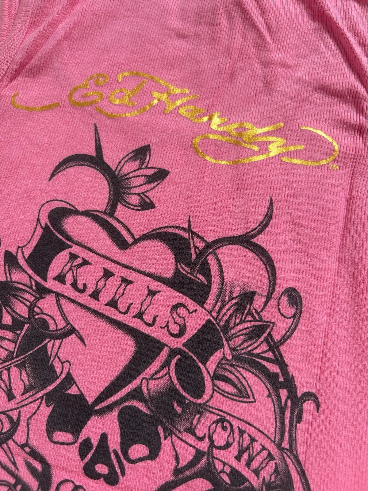 Ed Hardy Love Kills Slowly ribbed tank top-pink