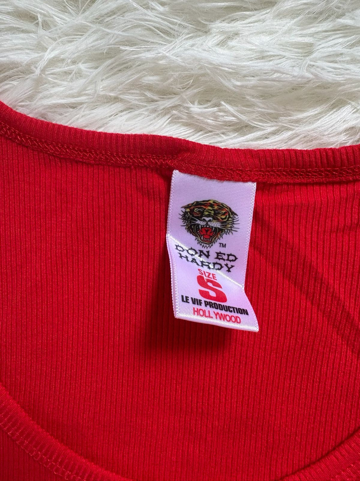 Vintage Ed Hardy by Christian Audigier ribbed red tank top