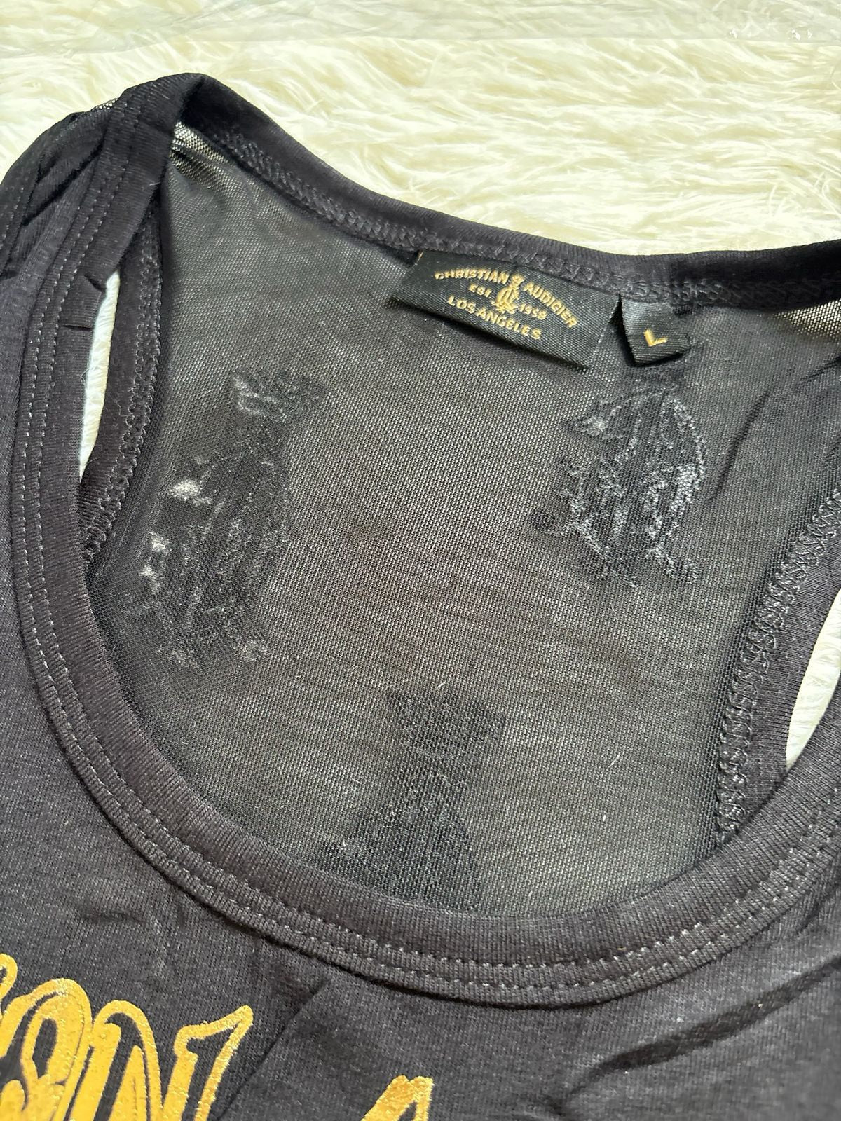 Vintage Christian Audigier black tank top