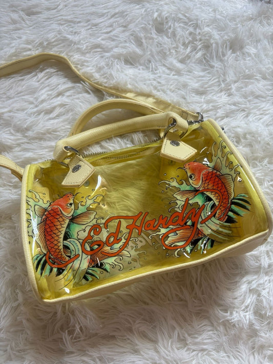 Ed Hardy PVC Small Beach HandBag - Koi Yellow