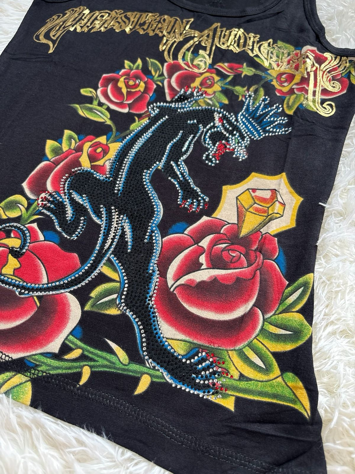 Vintage Christian Audigier black tank top