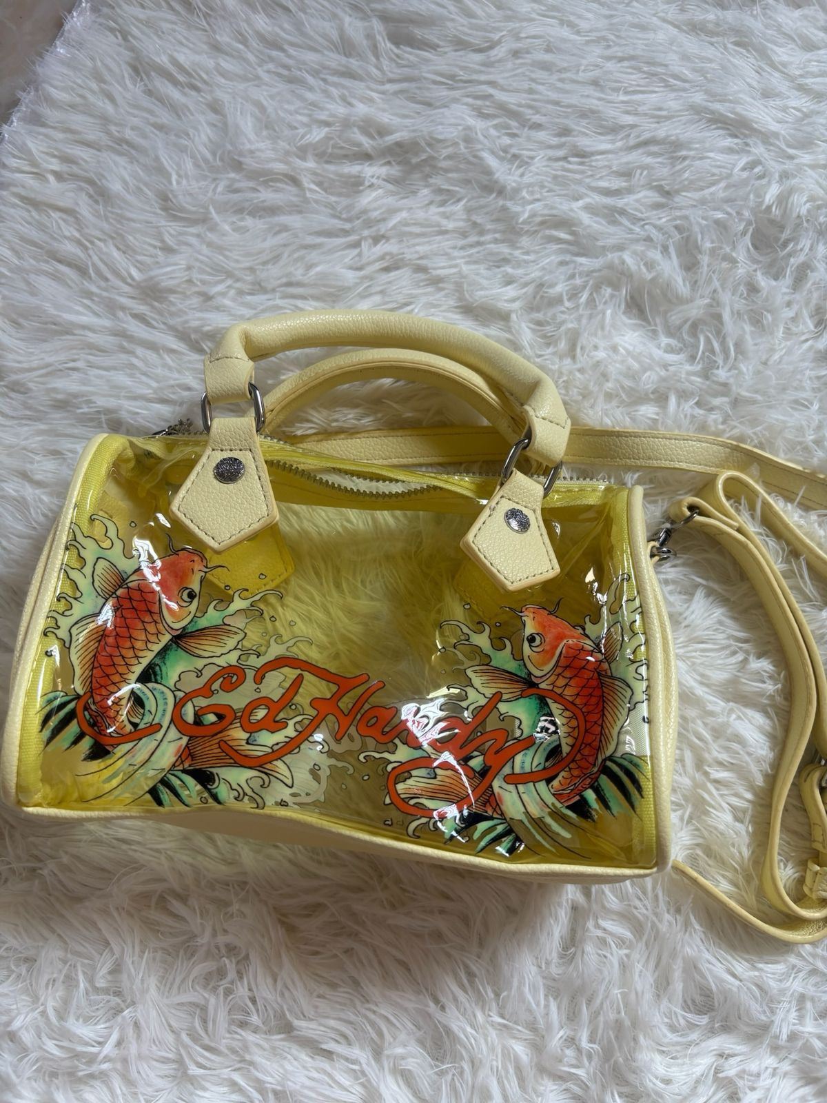 Ed Hardy PVC Small Beach HandBag - Koi Yellow