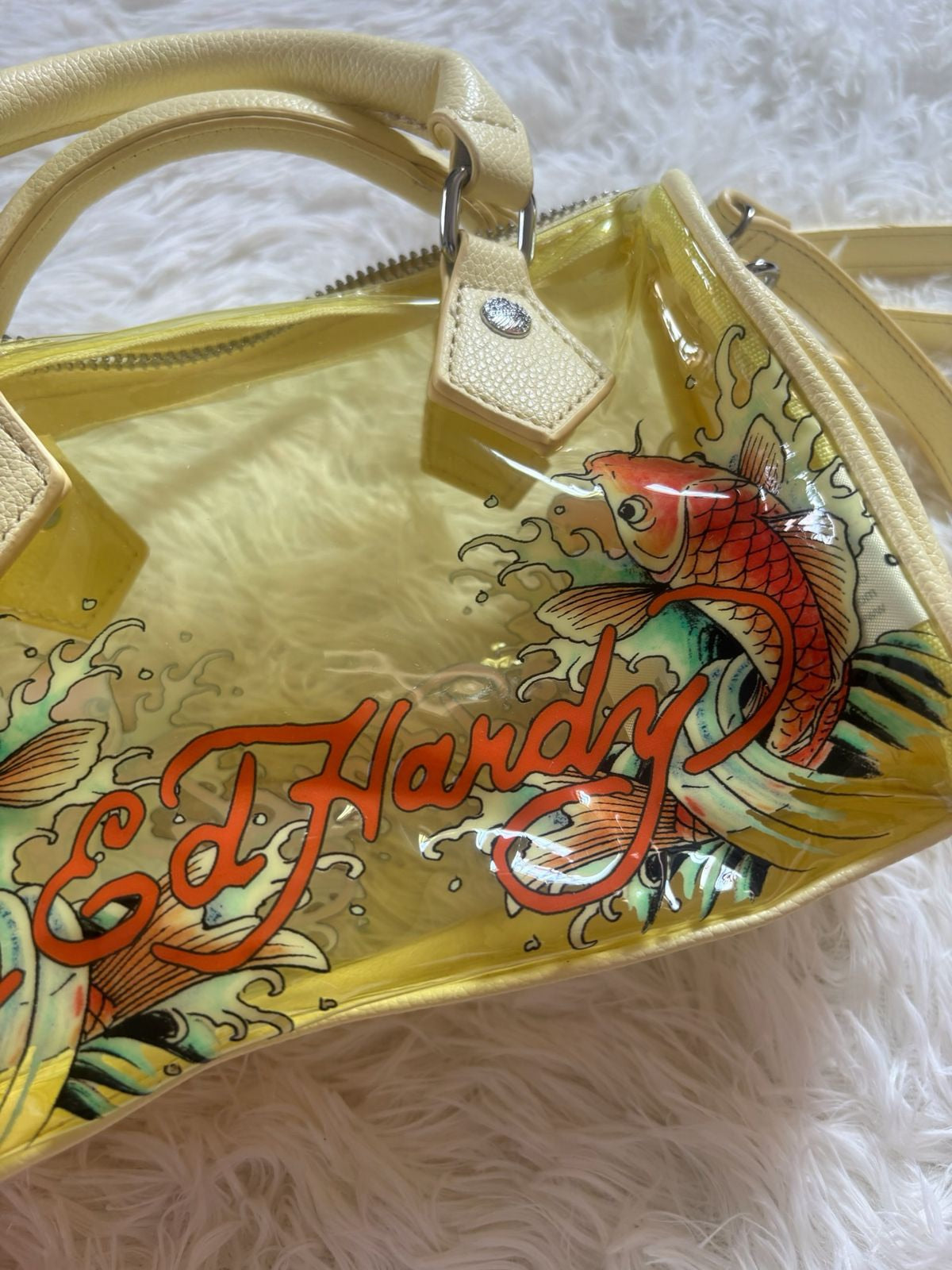 Ed Hardy PVC Small Beach HandBag - Koi Yellow