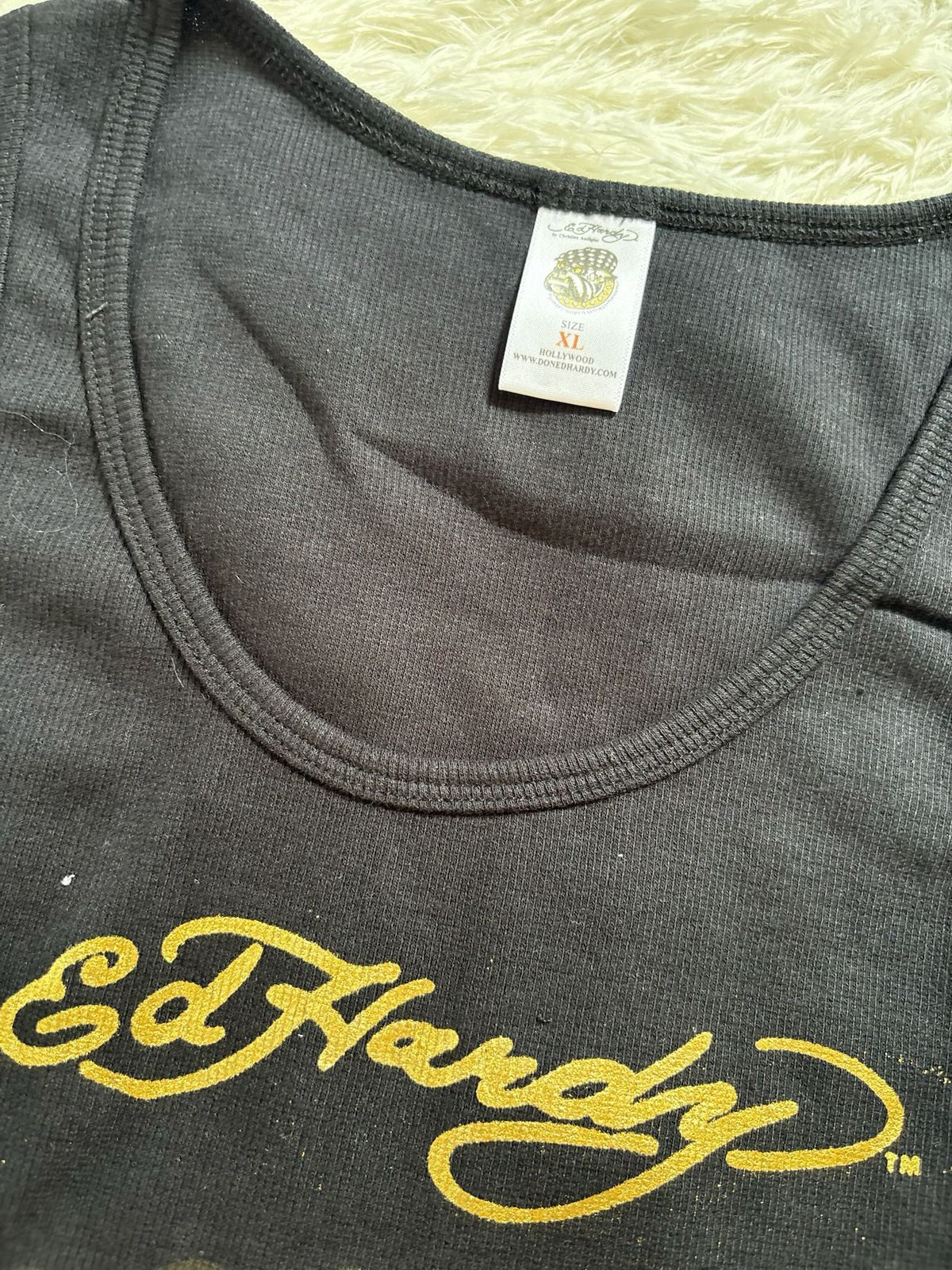 Vintage Ed Hardy back ribbed tank top