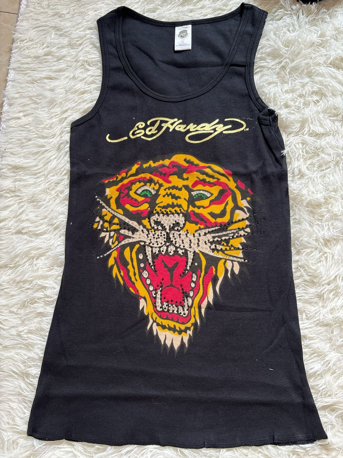 Vintage Ed Hardy back ribbed tank top