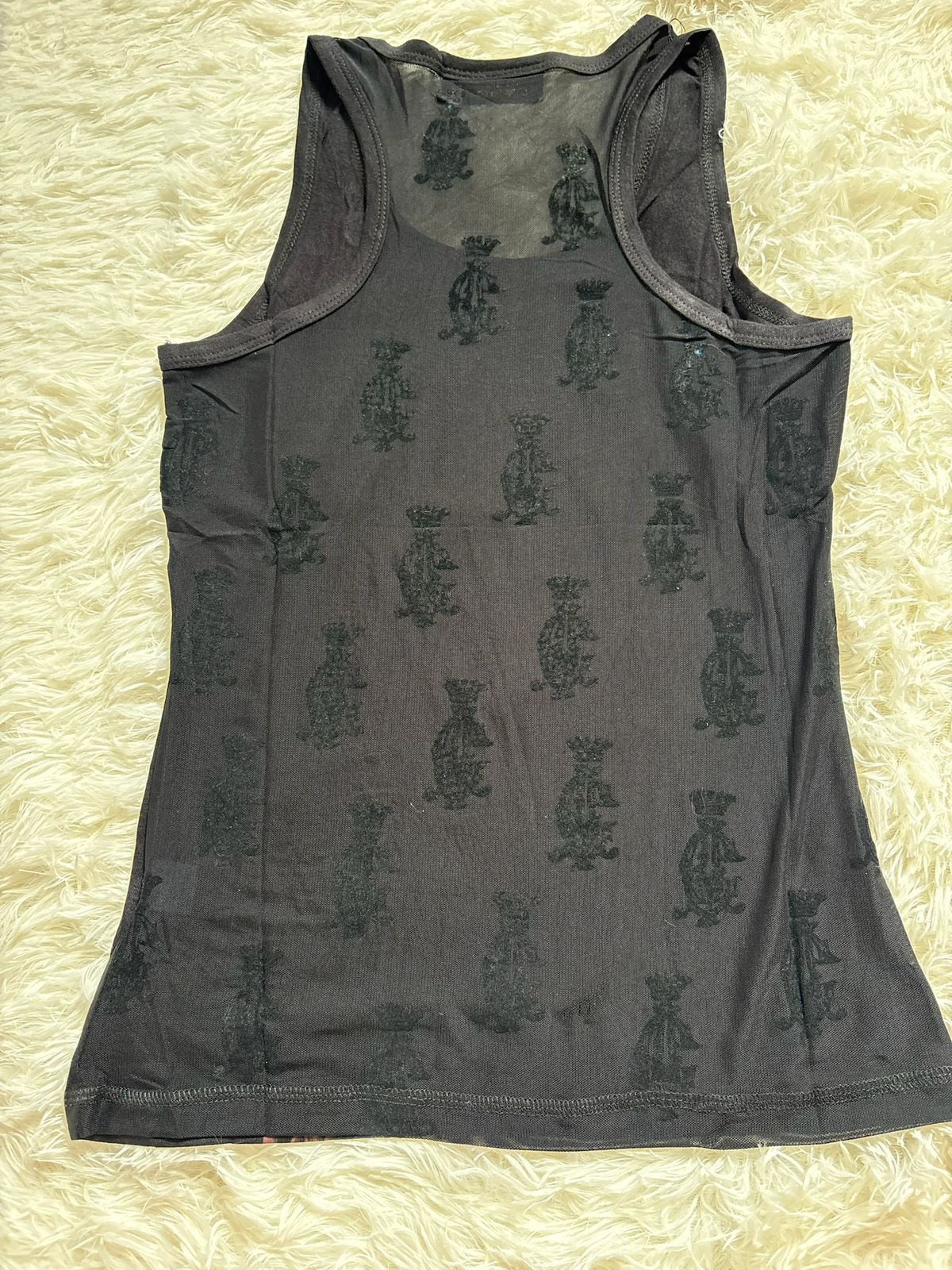 Vintage Ed Hardy by  Christian Audigier rhinestone flower black tank top