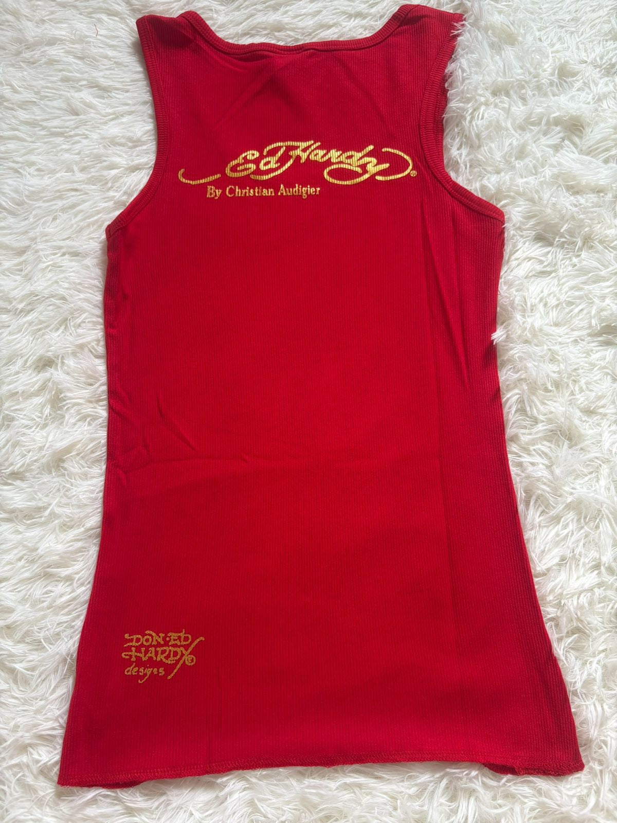 Vintage Ed Hardy by Christian Audigier ribbed red tank top