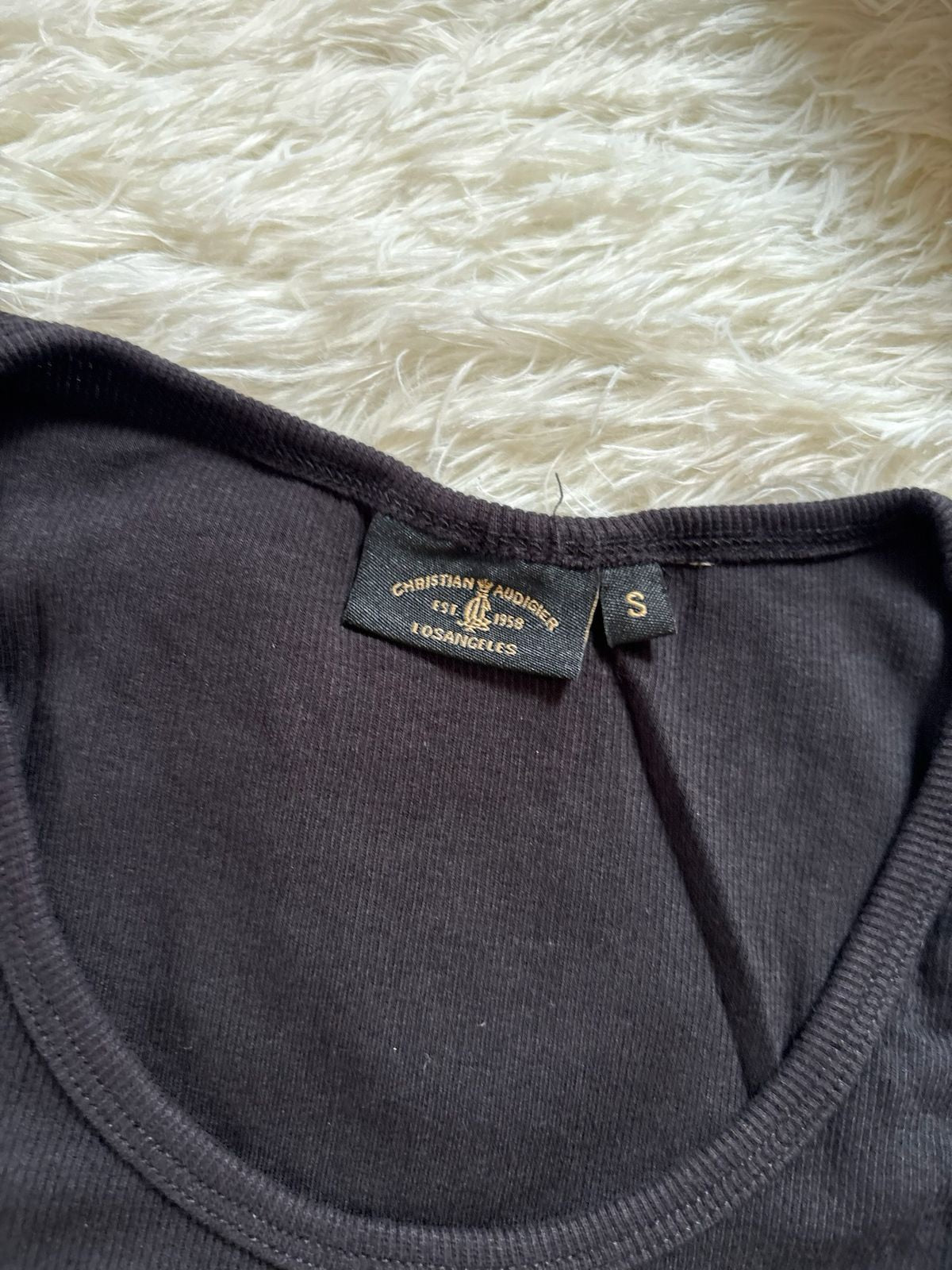 Vintage Christian Audigier black ribbed cotton tank top